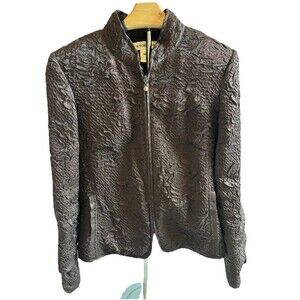 Vintage Victor Costa Y2K Chocolate Rose Matelassé Occasion Jacket - Size 12